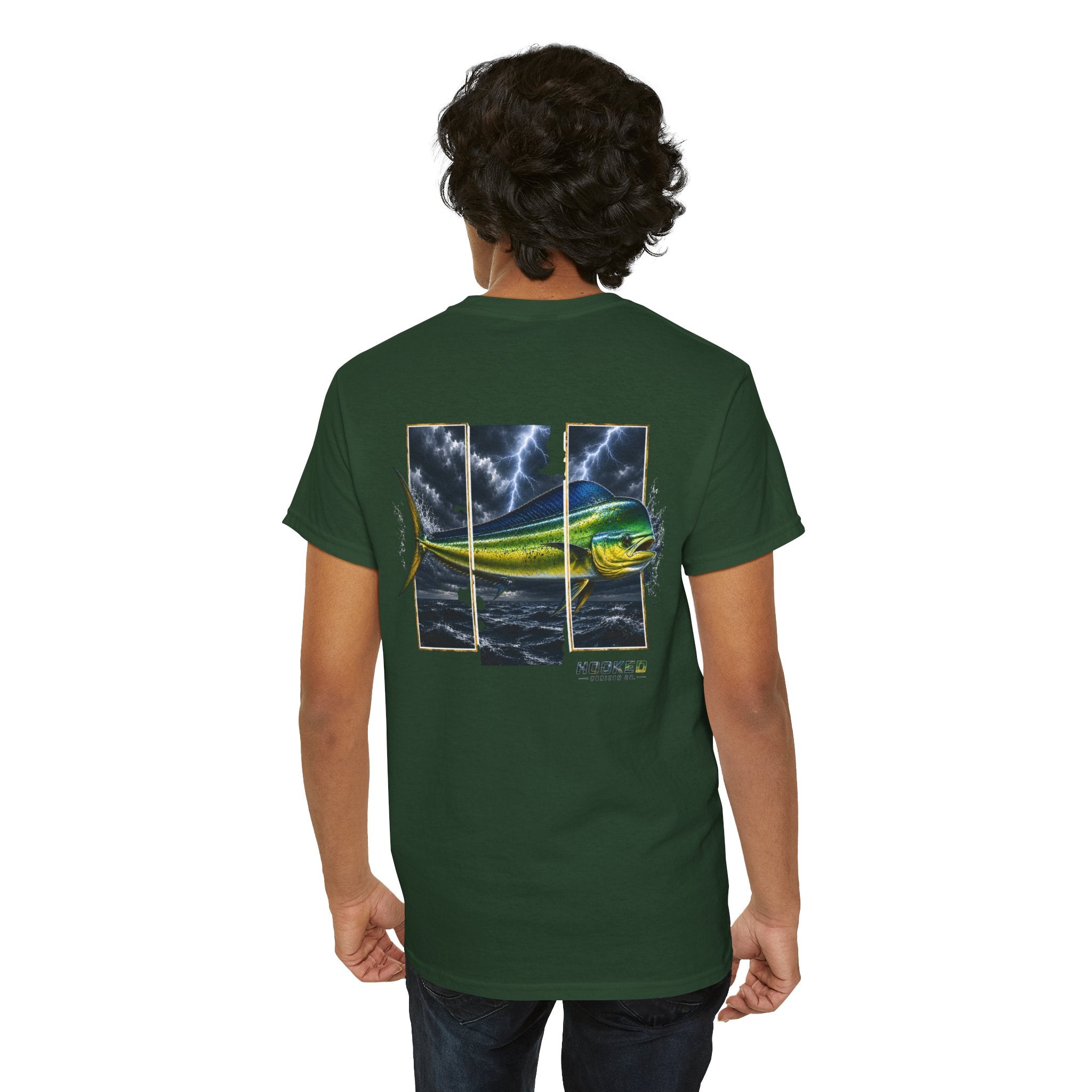 Mahi Mahi Hooked Horizon Co Tee—Ocean Graphic Tee — "Beloved" Ray Design