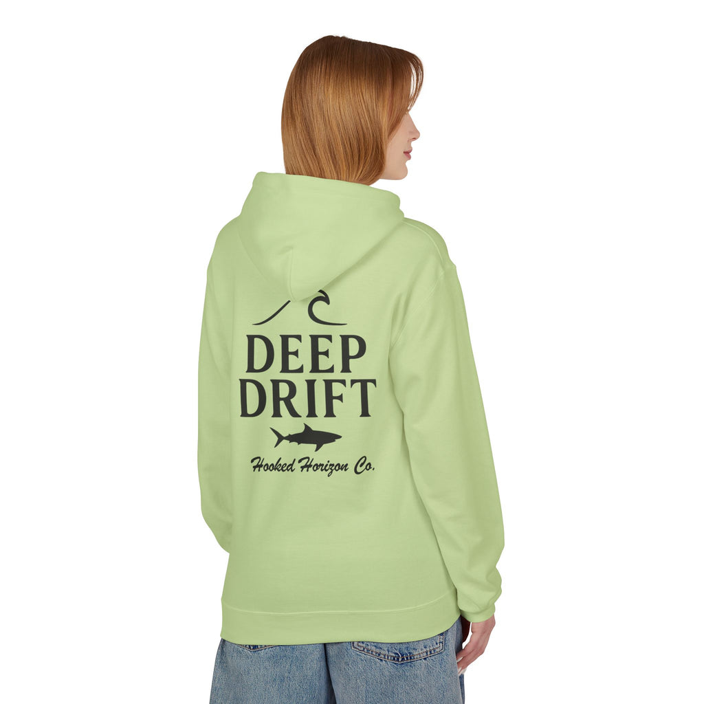 Deep Drift Wave & Shark Fishing Hoodie — Hooked Horizon Co. Pullover, Multiple Color Variations