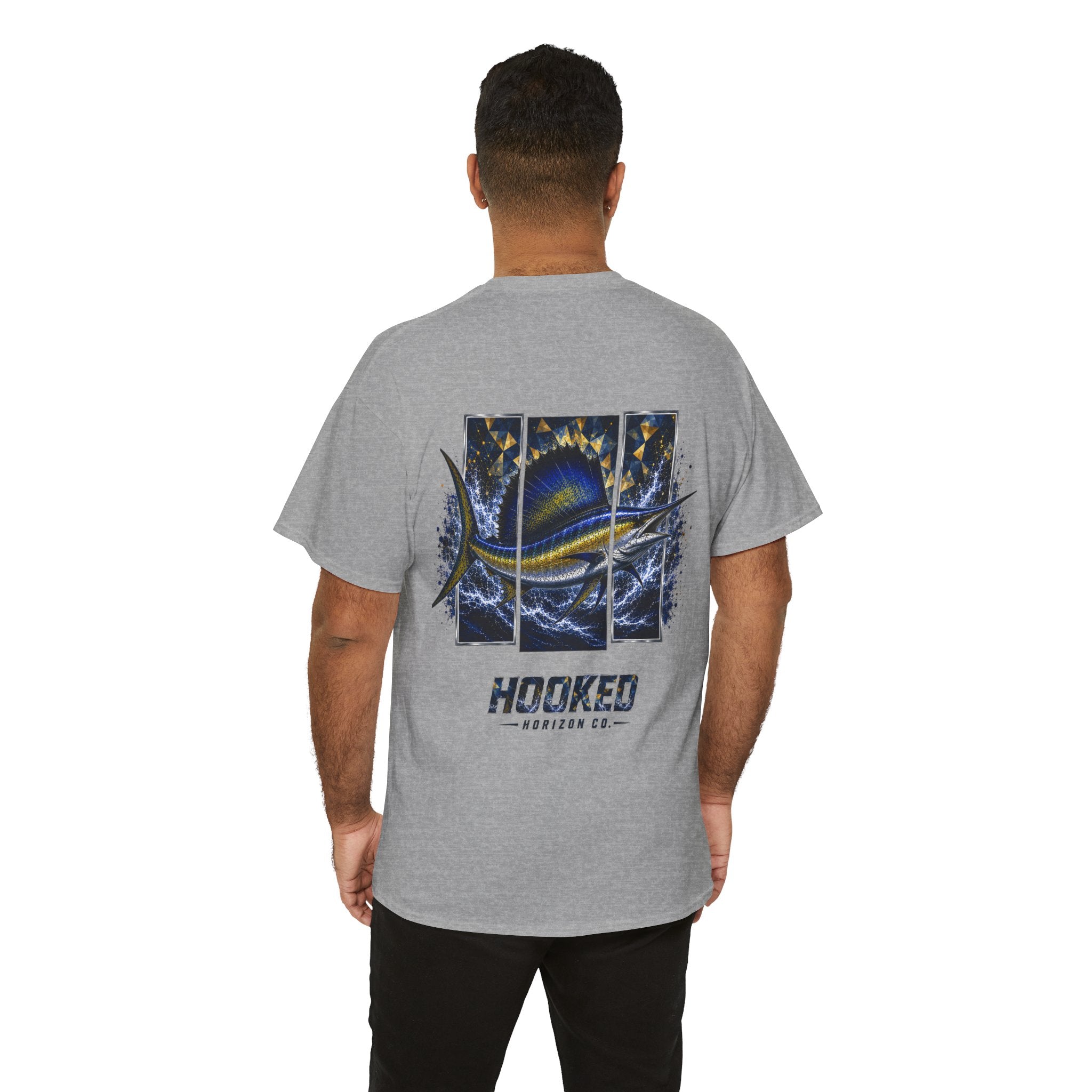 Sail Fish Hooked Horizon Co Tee—Ocean Graphic Tee — "Beloved" Ray Design