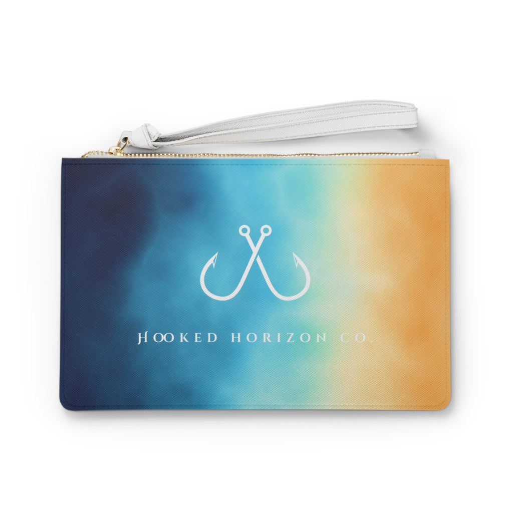 Bright Ombre Coastal Vibes Clutch Bag - Beach Accessory, Summer Essentials, Tote Organizer, Nautical Gift, Aqua Handbag