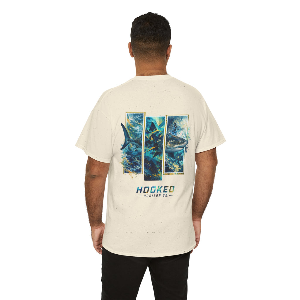 Bull Shark Hooked Horizon Co Tee—Ocean Graphic Tee — "Beloved" Ray Design