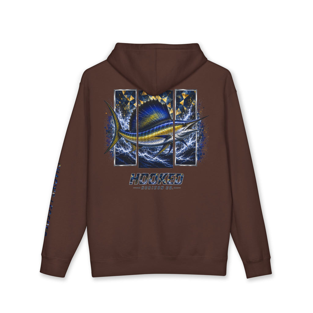 Sail Fish Hoodie Hooked Horizon Co. — Fishing Back Graphic Hoodie, Multiple Color Variations