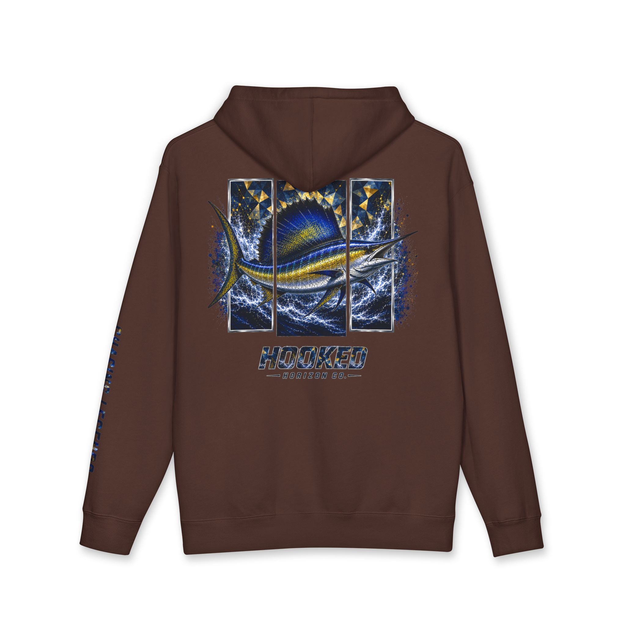 Sail Fish Hoodie Hooked Horizon Co. — Fishing Back Graphic Hoodie, Multiple Color Variations
