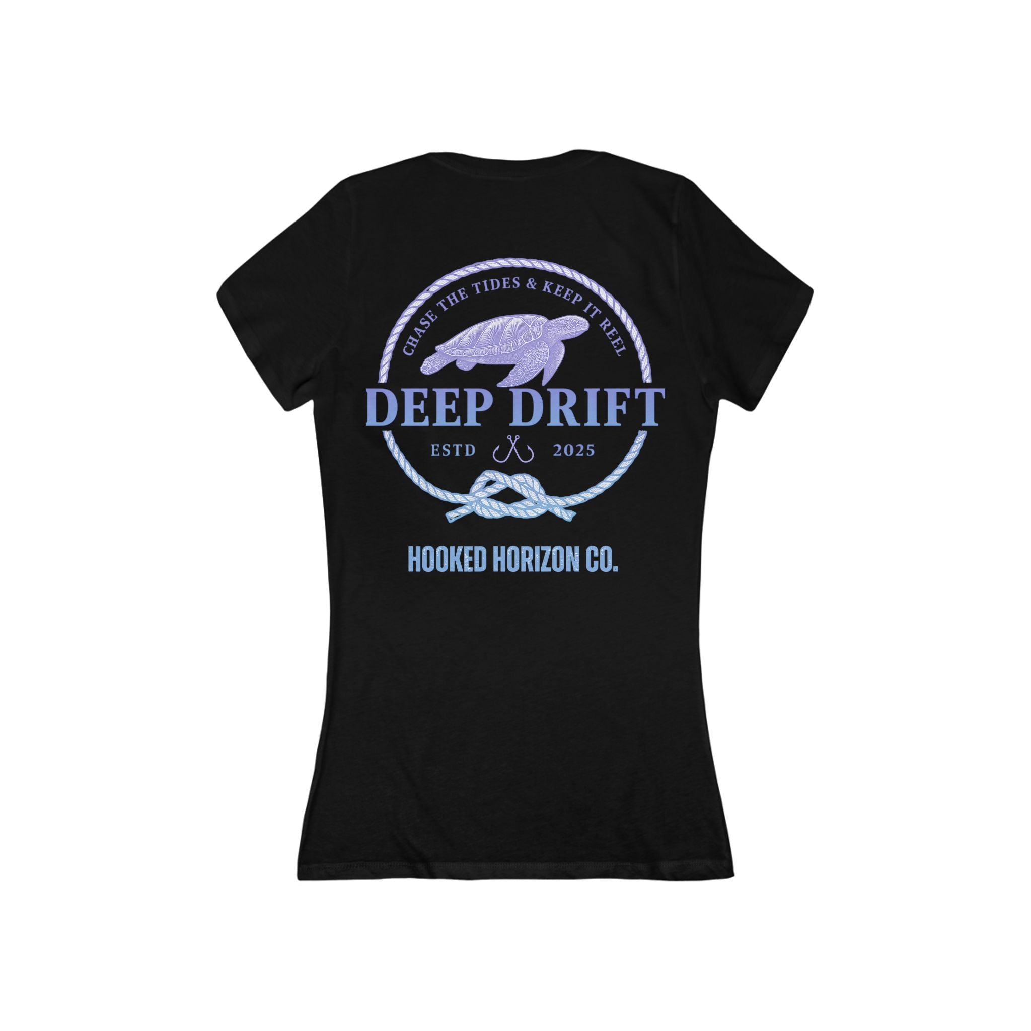 Purple Turtle – " Keep It Reel" Deep Drift Women's V-Neck Tee - Turtle PinkCasual Style, Gift for Beach Lovers, Summer Wear, Travel Outfit, Comfortable Tee