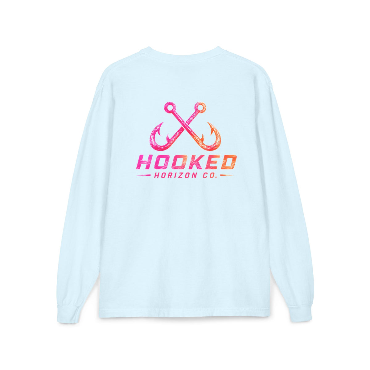 Hot Pink & Peach Hooked Horizon Co. — Classic Logo Unisex Long Sleeve Pocket T-Shirt