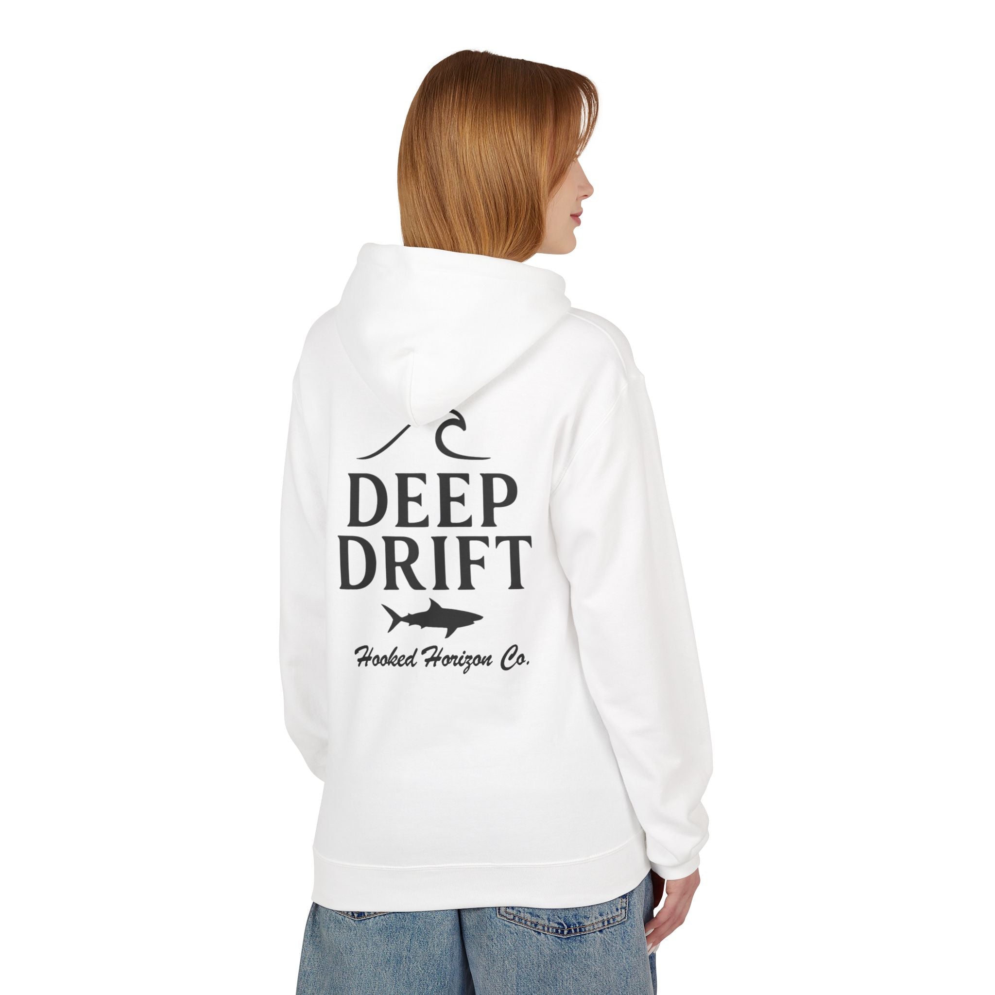 Deep Drift Wave & Shark Fishing Hoodie — Hooked Horizon Co. Pullover, Multiple Color Variations