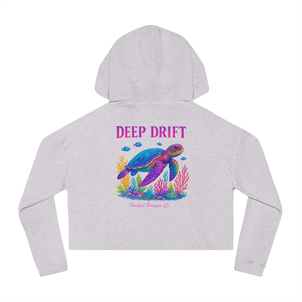 Turtle Cropped Hoodie — "Deep Drift on the Water" Fishing Graphic