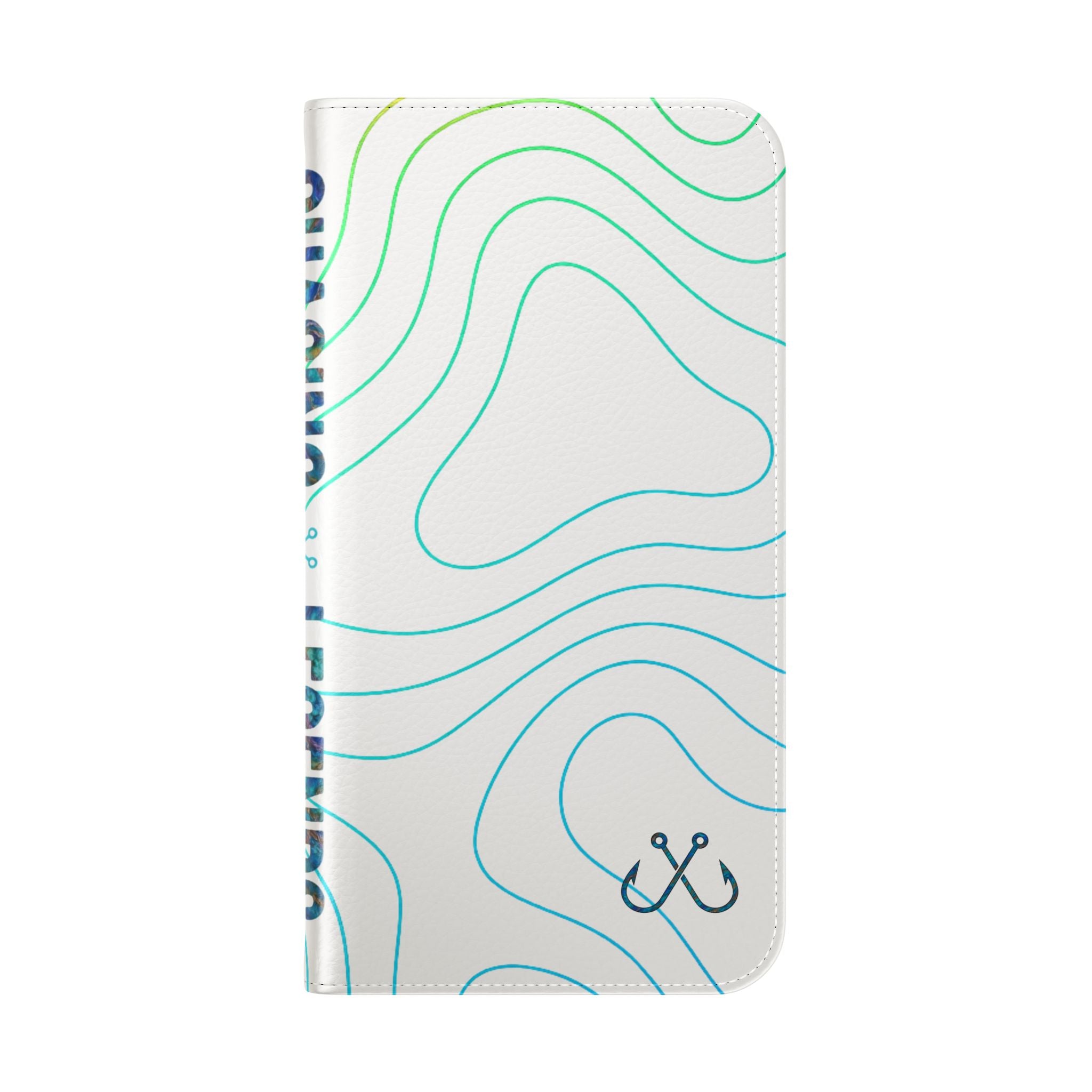 Ocean Topography Waves Flip Phone Case — Turquoise Water Pattern Wallet Cover