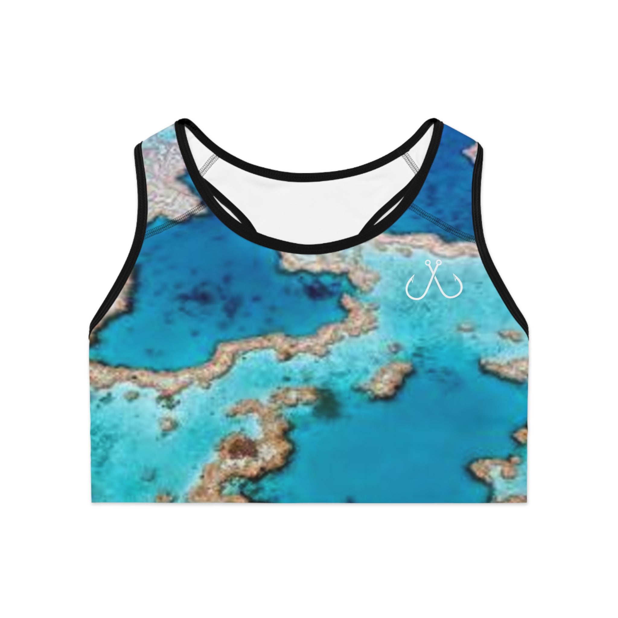 Blue Coral Reel Deep Drift Hooked Horizon Co. Stylish Sports Bra for Active Women, Workout Top, Gym Essential, Fitness Apparel, Athleisure Wear, Yoga Gear