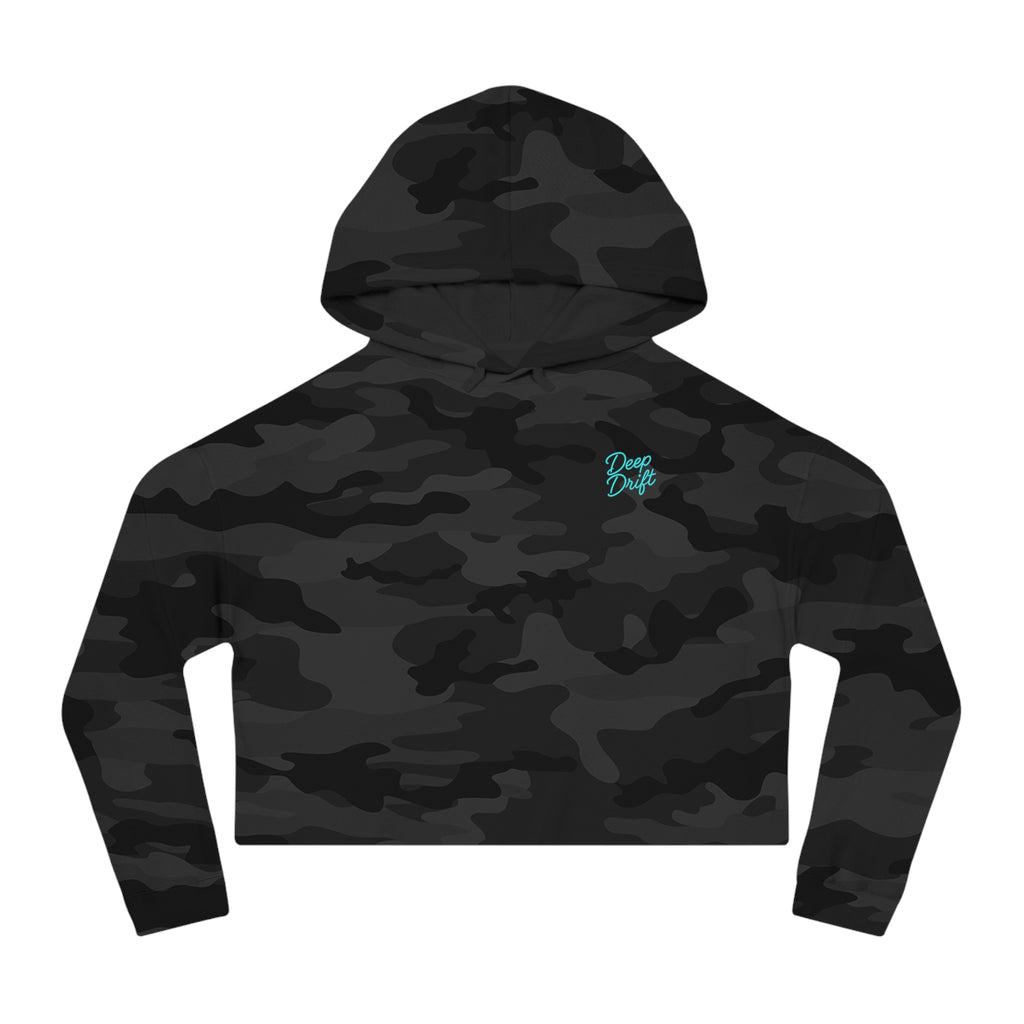Sea Turtle Cropped Hoodie — "Deep Drift" Hooked Horizon Co. Fishing Graphic