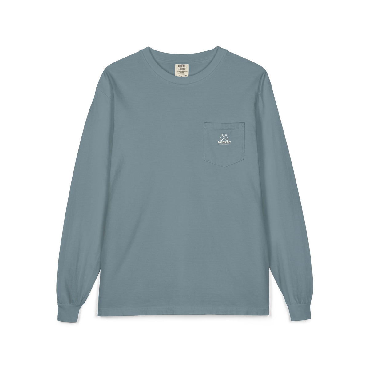 USA Manta Ray Hooked Horizon Co.  Classic Logo Unisex Long Sleeve Pocket T-Shirt