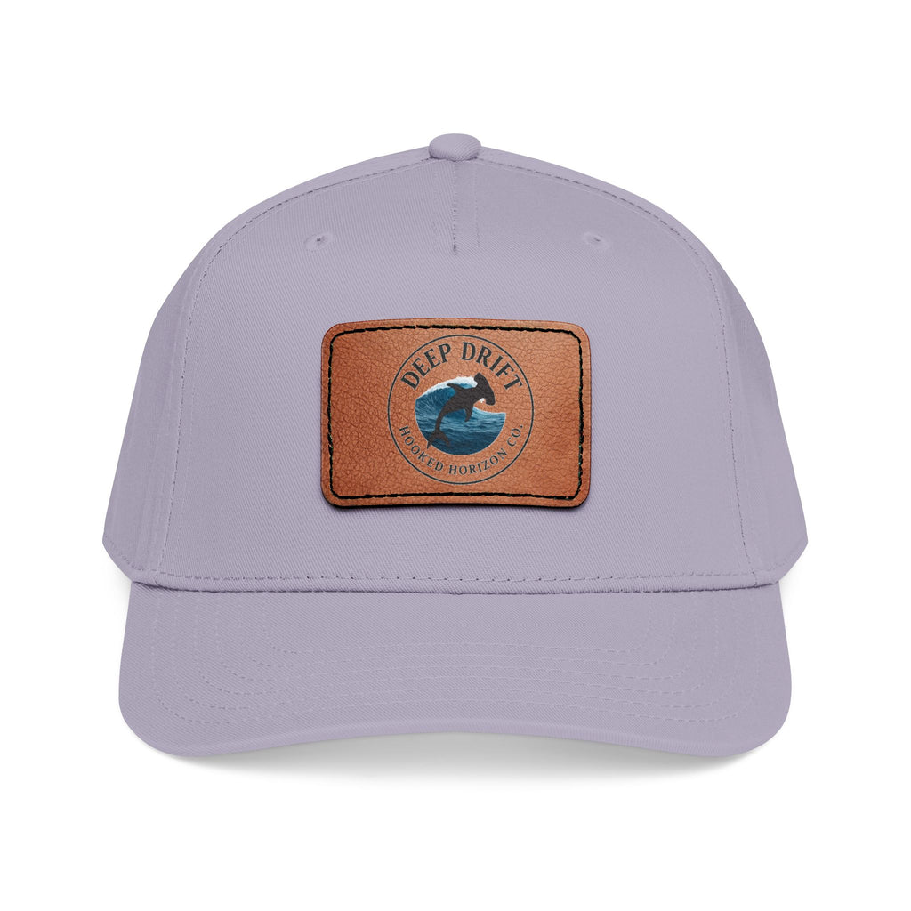 Deep Drift Leather Patch Baseball Cap — Hooked Horizon Co. Ocean Wave Logo, Multiple Color Variations