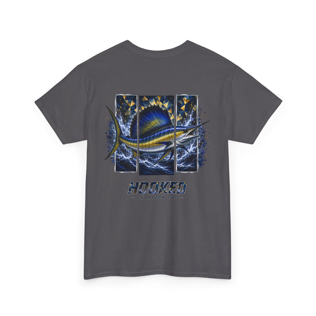 Sail Fish Hooked Horizon Co Tee—Ocean Graphic Tee — "Beloved" Ray Design