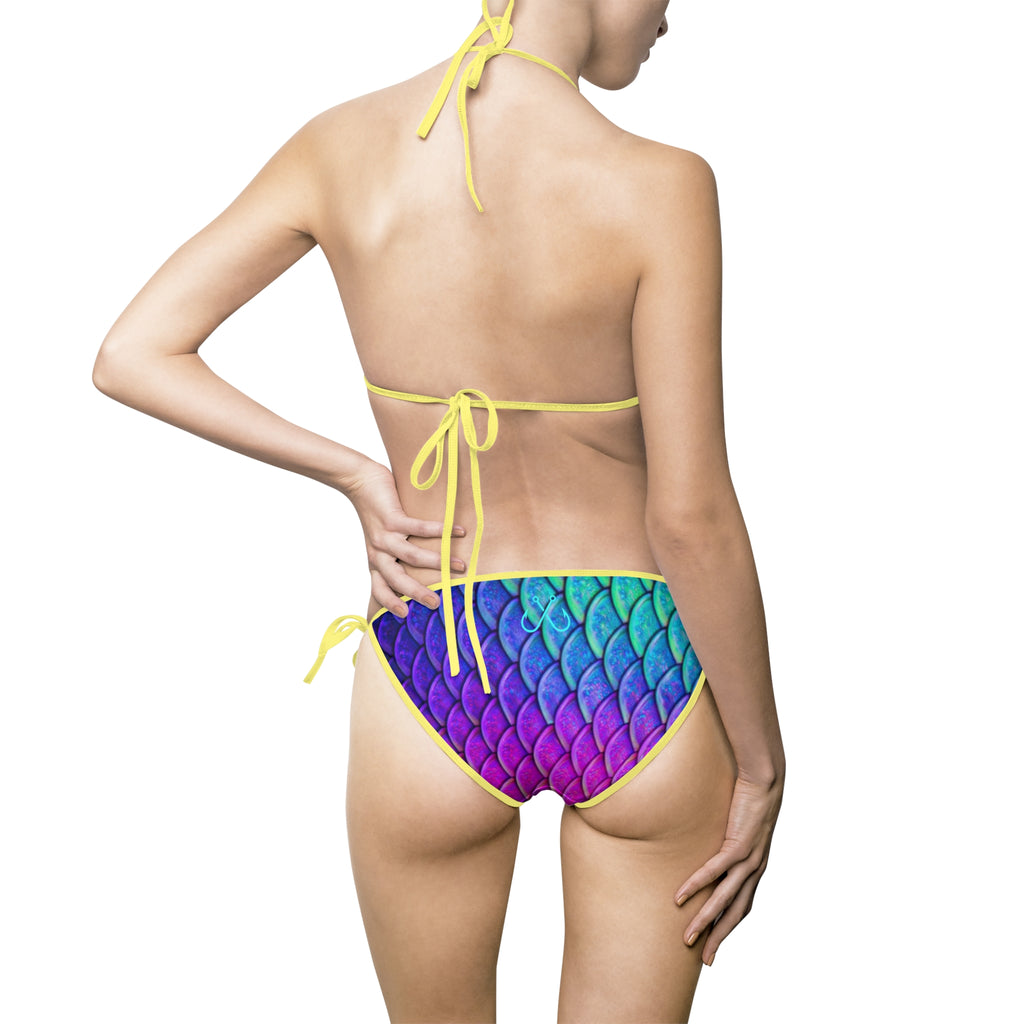 Parrot Fish Scale Inspired Bikini –  Hooked Horizon Co. Swimsuit, Summer Beachwear, Swimwear for Vacations, Pool Parties, Tropical Getaways, Custom Strap Colors – Multiple Variations