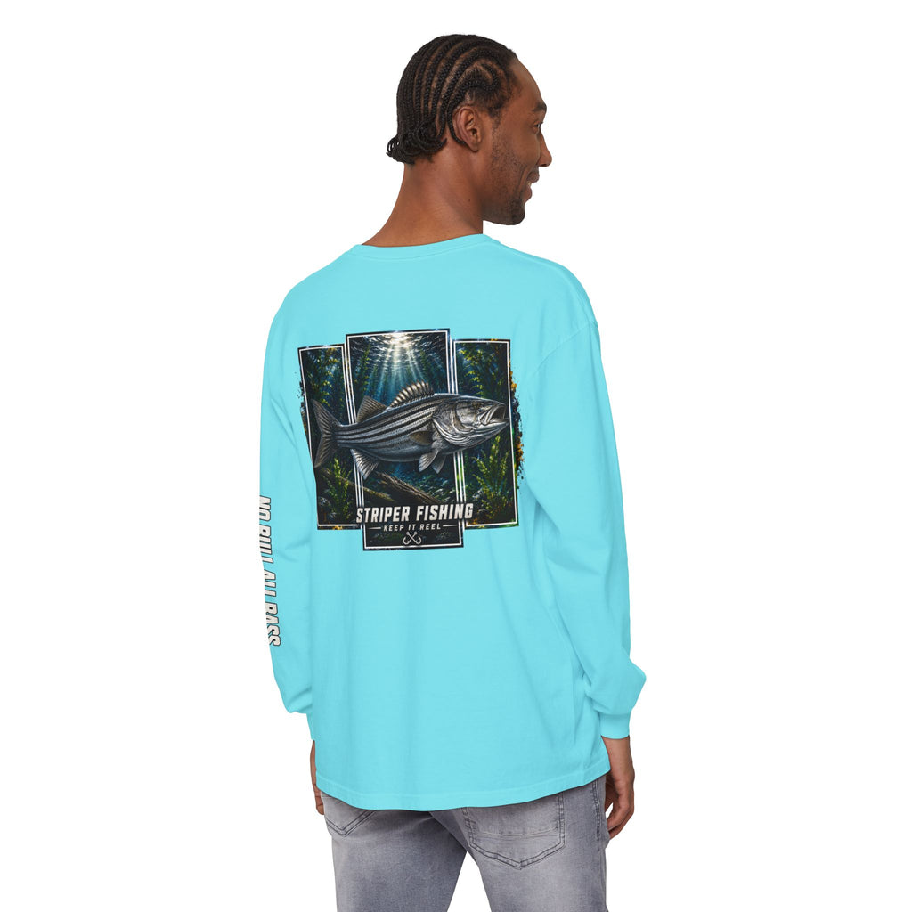 Saltwater Sea Striper Fishing Long Sleeve T-Shirt, Ocean Adventure Apparel, Boat Trip Shirt, Coastal Style, Gift for Fishermen
