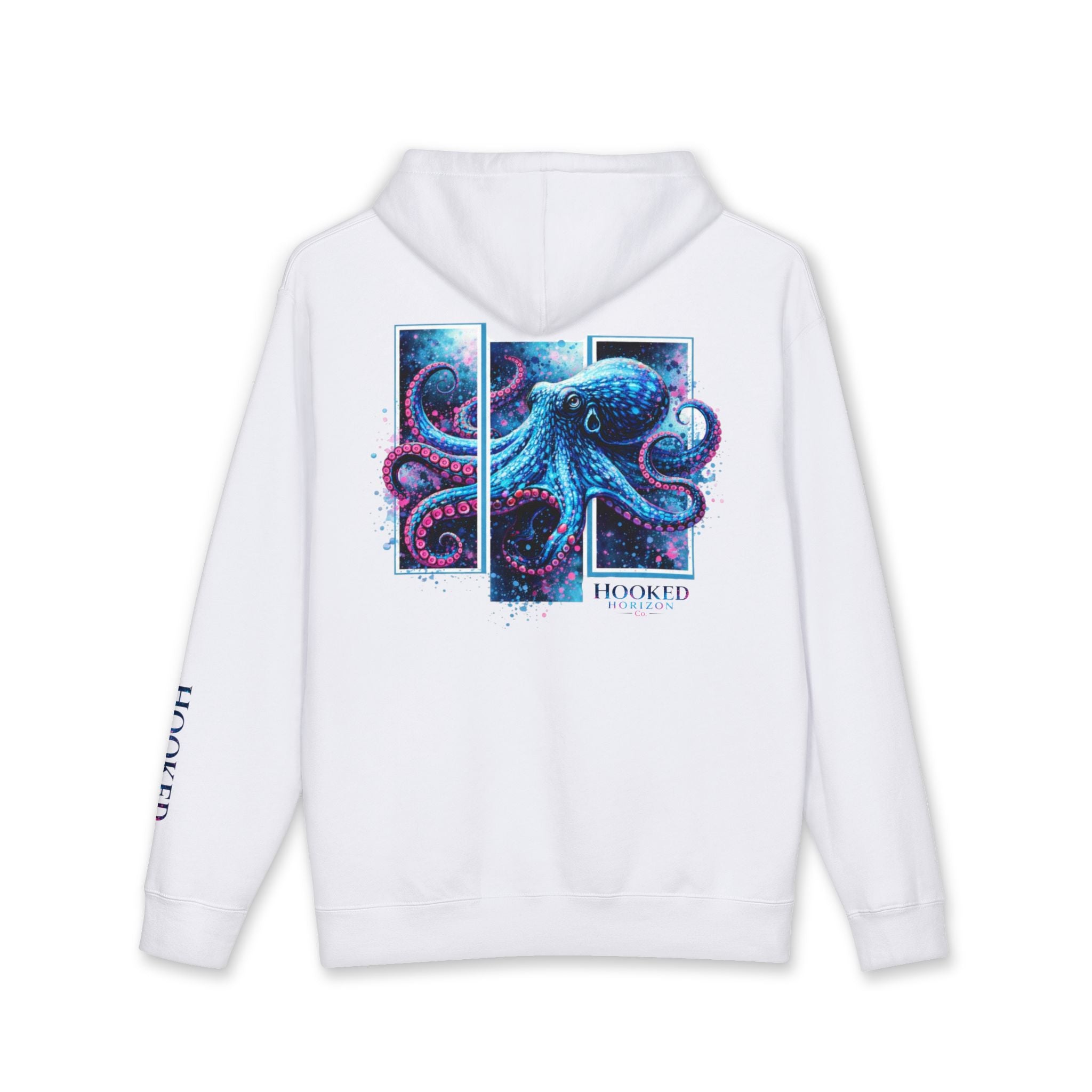 Octopus Hoodie Hooked Horizon Co. — Fishing Back Graphic Hoodie, Multiple Color Variations