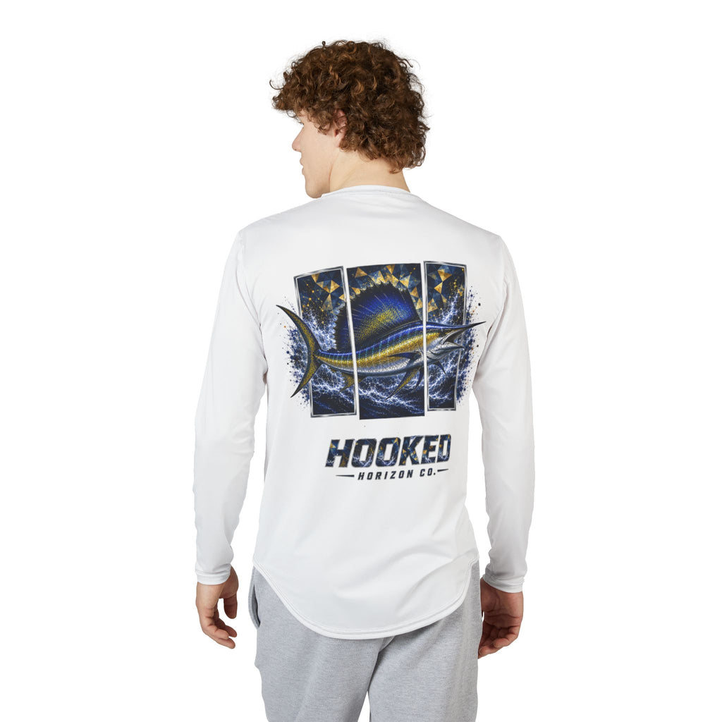 Sail Fish Hooked Horizon Co — Men's Long Sleeve UV Shirt — Chasing Legends Not Trends Orca Ocean Graphic Performance Tee