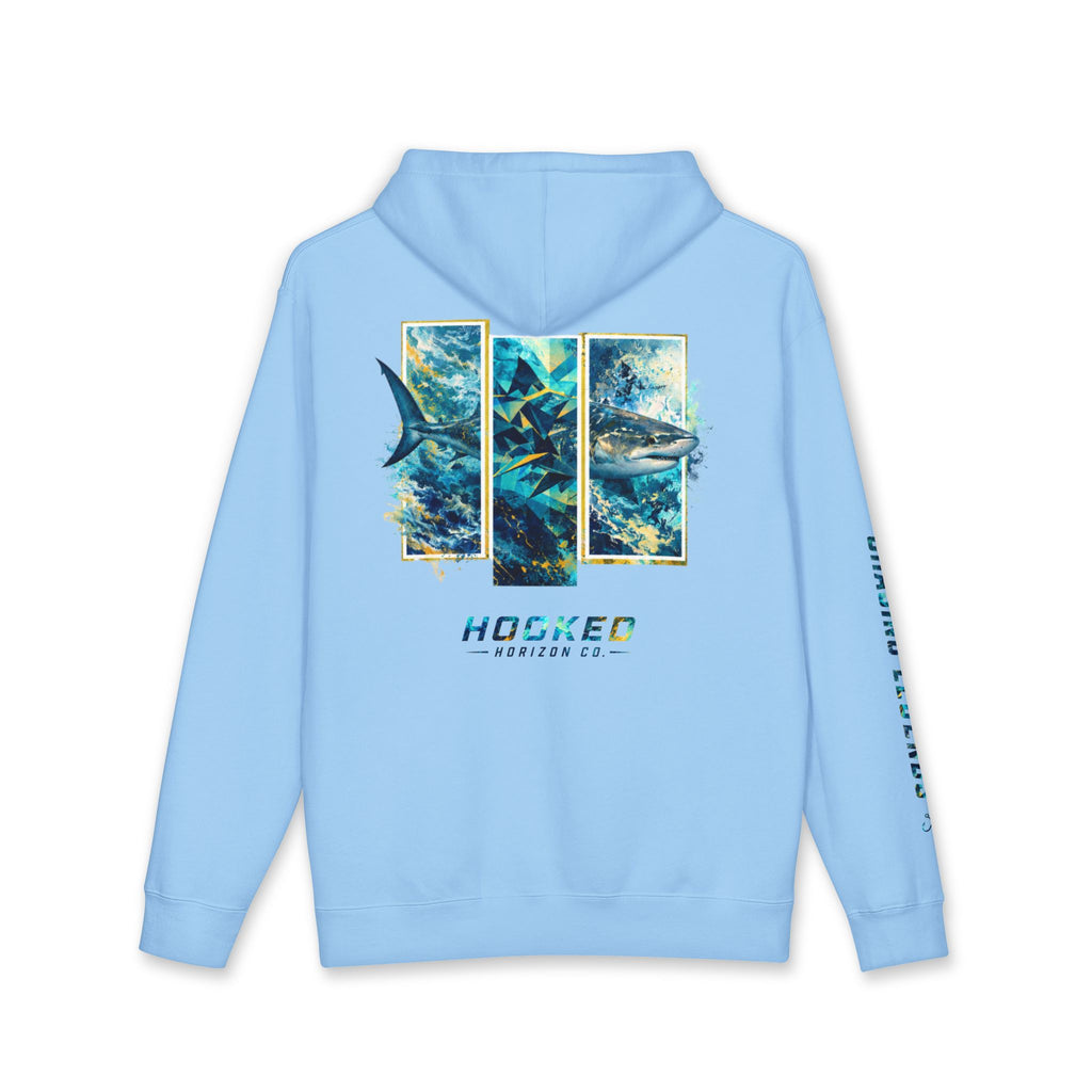Bull Shark Hoodie Hooked Horizon Co. — Fishing Back Graphic Hoodie, Multiple Color Variations