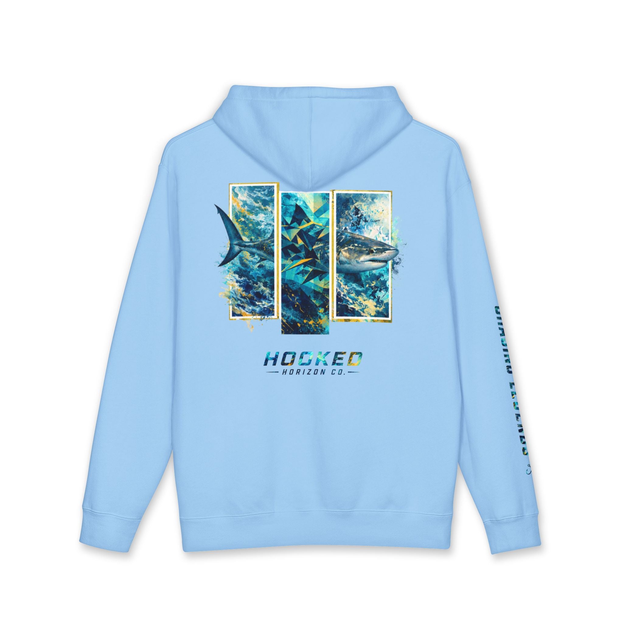 Bull Shark Hoodie Hooked Horizon Co. — Fishing Back Graphic Hoodie, Multiple Color Variations
