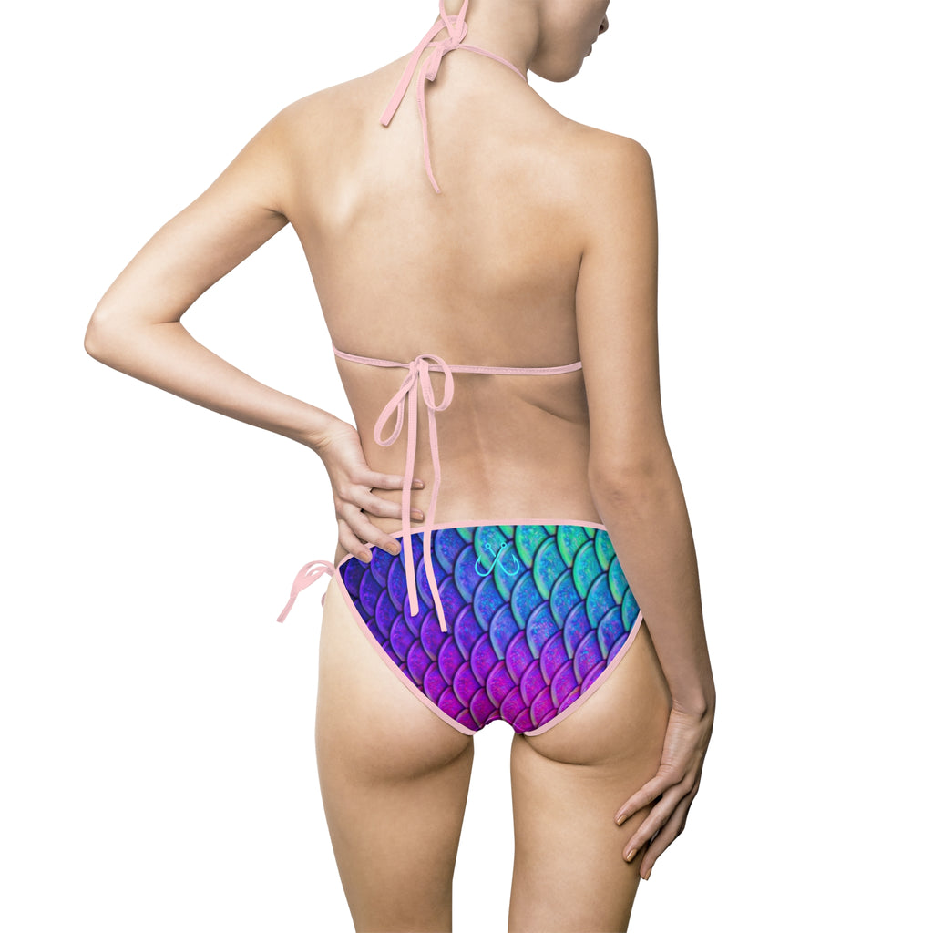 Parrot Fish Scale Inspired Bikini –  Hooked Horizon Co. Swimsuit, Summer Beachwear, Swimwear for Vacations, Pool Parties, Tropical Getaways, Custom Strap Colors – Multiple Variations