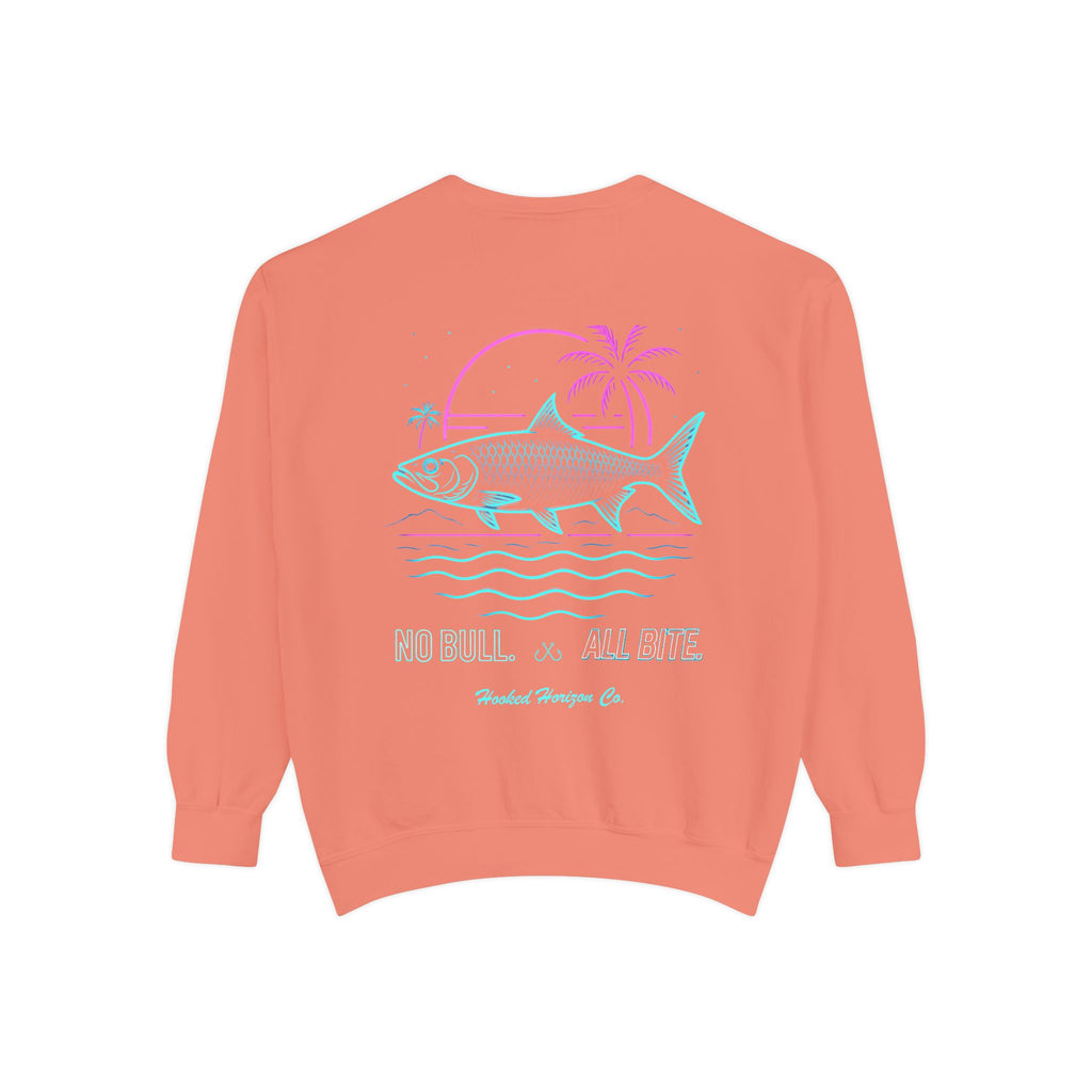 Vintage vibes Neon Tarpon Sweatshirt– Hooked Horizon Co. Ocean apparel, Gifts for Him & Her, Ocean Conservation, Soft Unisex Garment-Dyed Sweatshirt