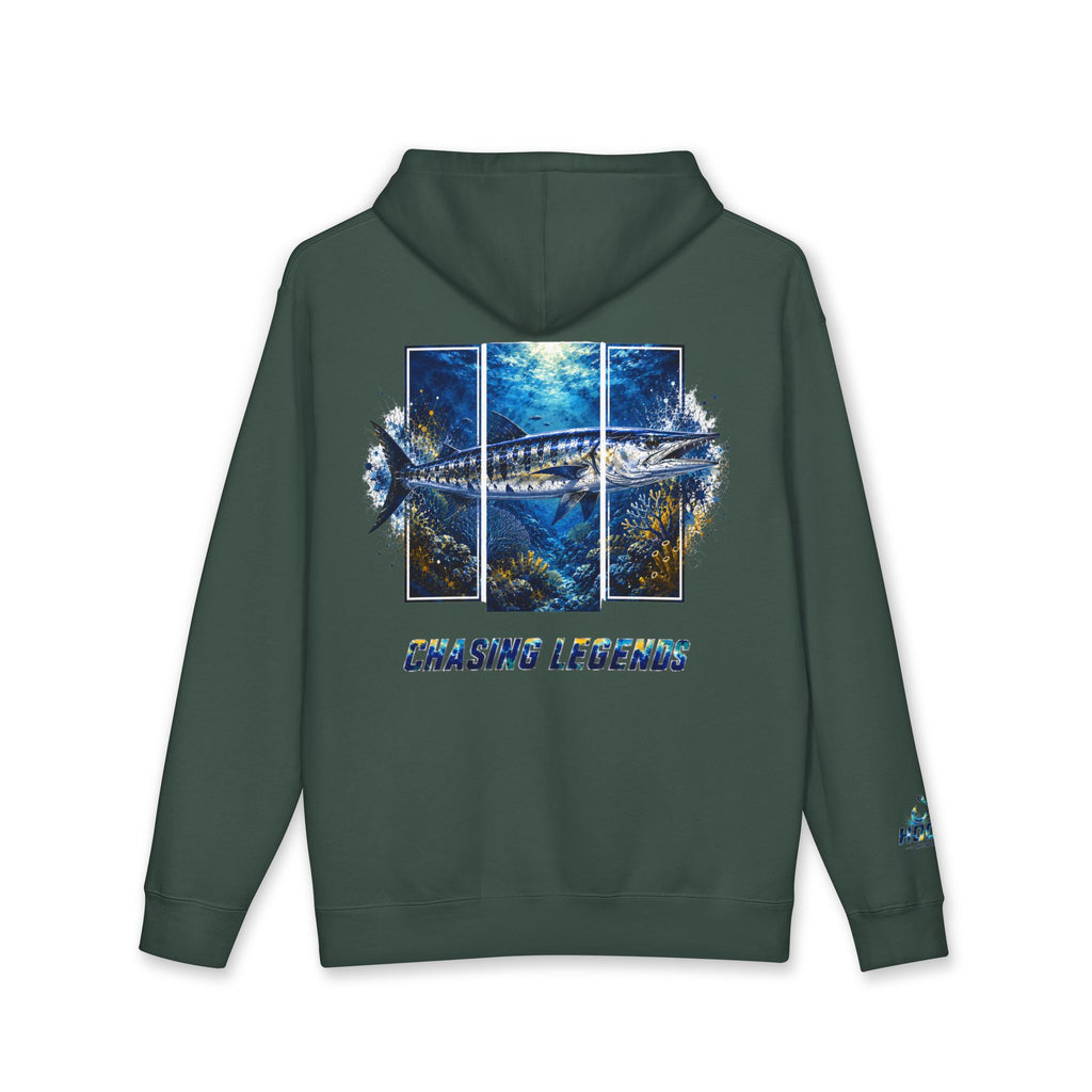 Barracuda Hoodie Hooked Horizon Co. — Fishing Back Graphic Hoodie, Multiple Color Variations