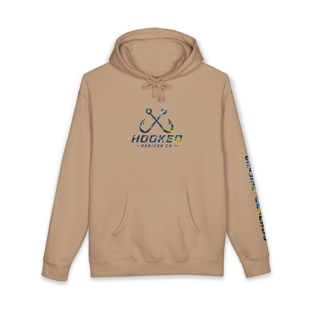 Mahi Mahi Hoodie Hooked Horizon Co. — Fishing Back Graphic Hoodie, Multiple Color Variations