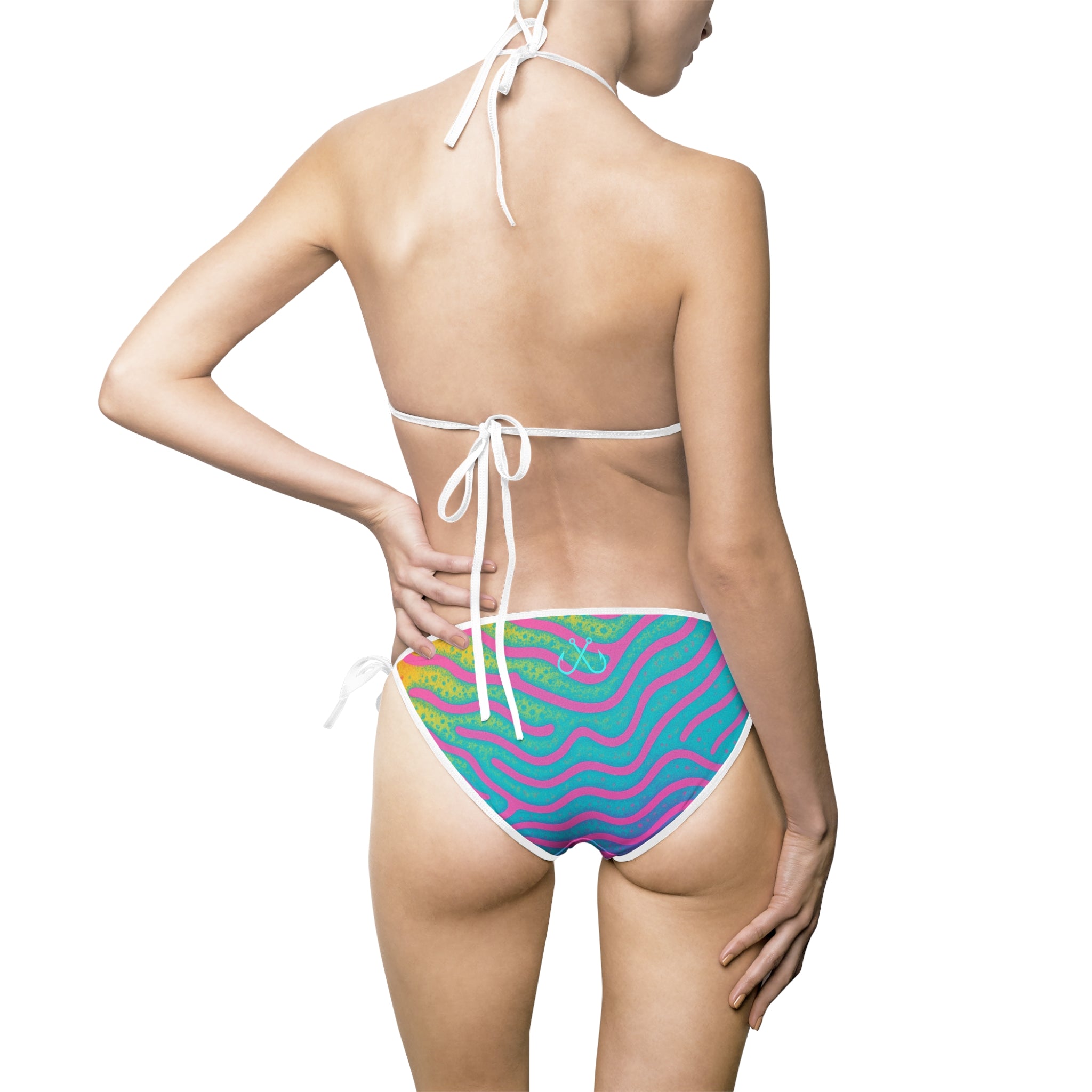 Retro Inspired Wave Bikini —  Hooked Horizon Co. Swimsuit, Summer Beachwear, Swimwear for Vacations, Pool Parties, Tropical Getaways, Custom Strap Colors – Multiple Variations