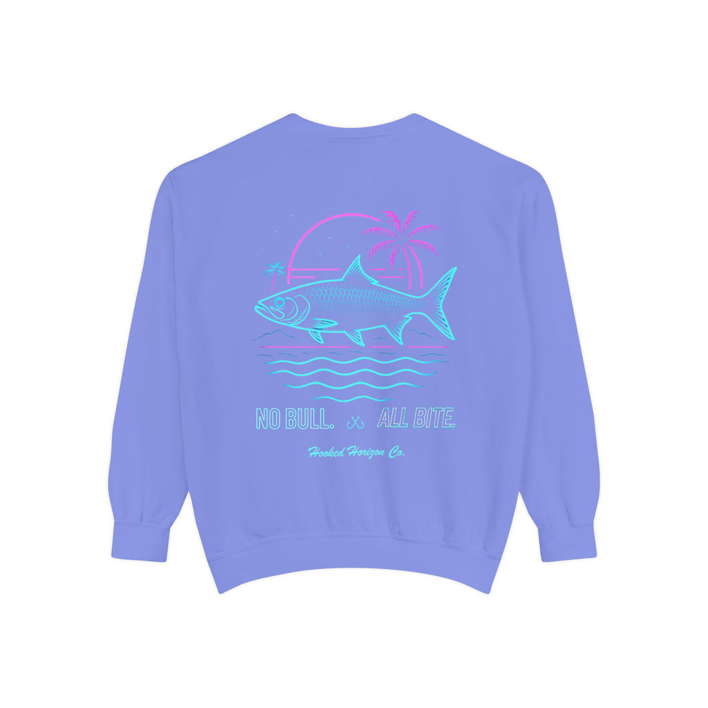 Vintage vibes Neon Tarpon Sweatshirt– Hooked Horizon Co. Ocean apparel, Gifts for Him & Her, Ocean Conservation, Soft Unisex Garment-Dyed Sweatshirt