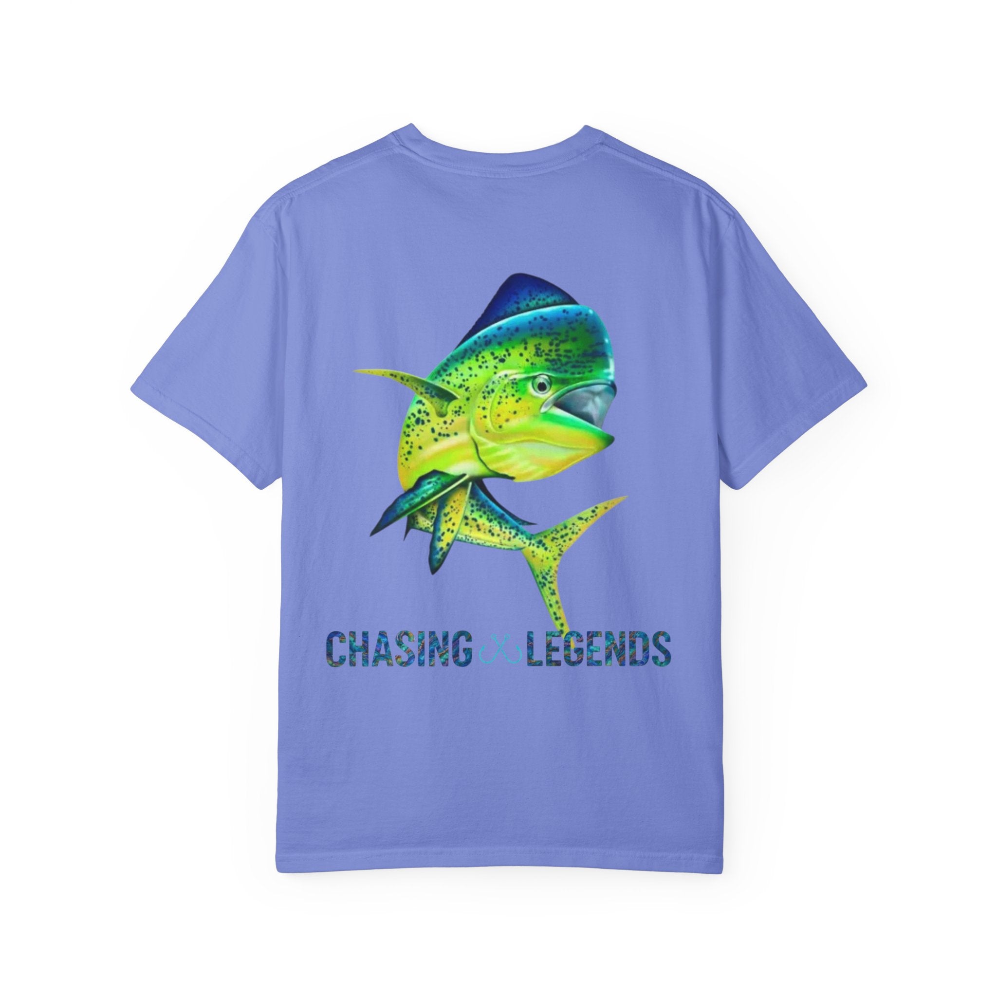 Mahi Mahi Hooked Horizon Co. — "Chasing Legends" Deep Drift Fishing Graphicishing Tee for Angler Lovers, Shark Lovers, Ocean Tee