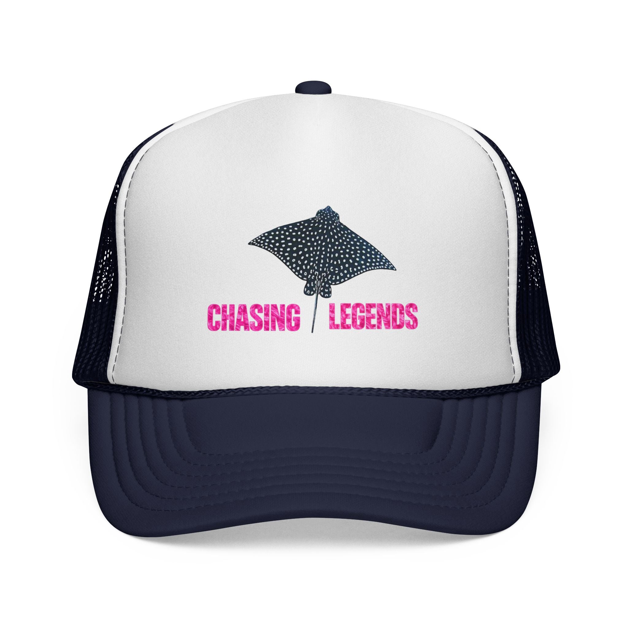 Spotted Ray Neon Pink Chasing Legends Trucker Cap — Fishing & Beach Hat
