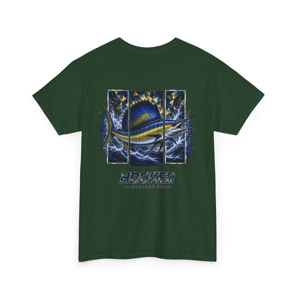Sail Fish Hooked Horizon Co Tee—Ocean Graphic Tee — "Beloved" Ray Design