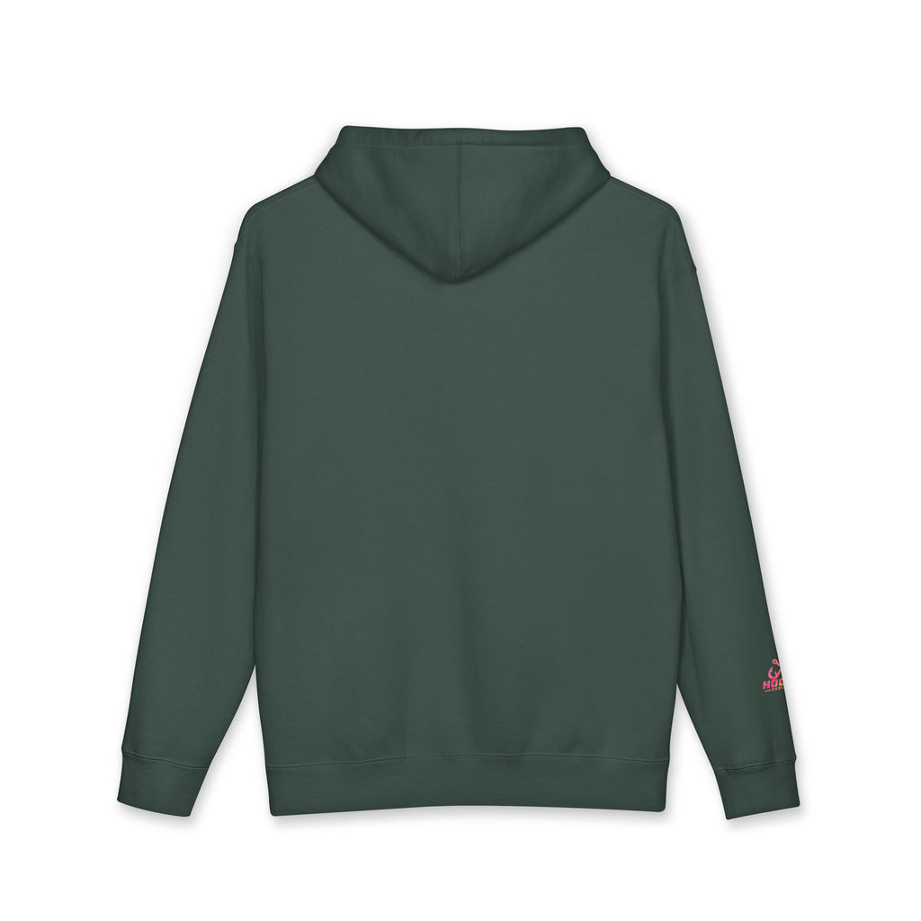Hot Pink & Peach Hooked Horizon Co. — Fishing Back Graphic Hoodie, Multiple Color Variations