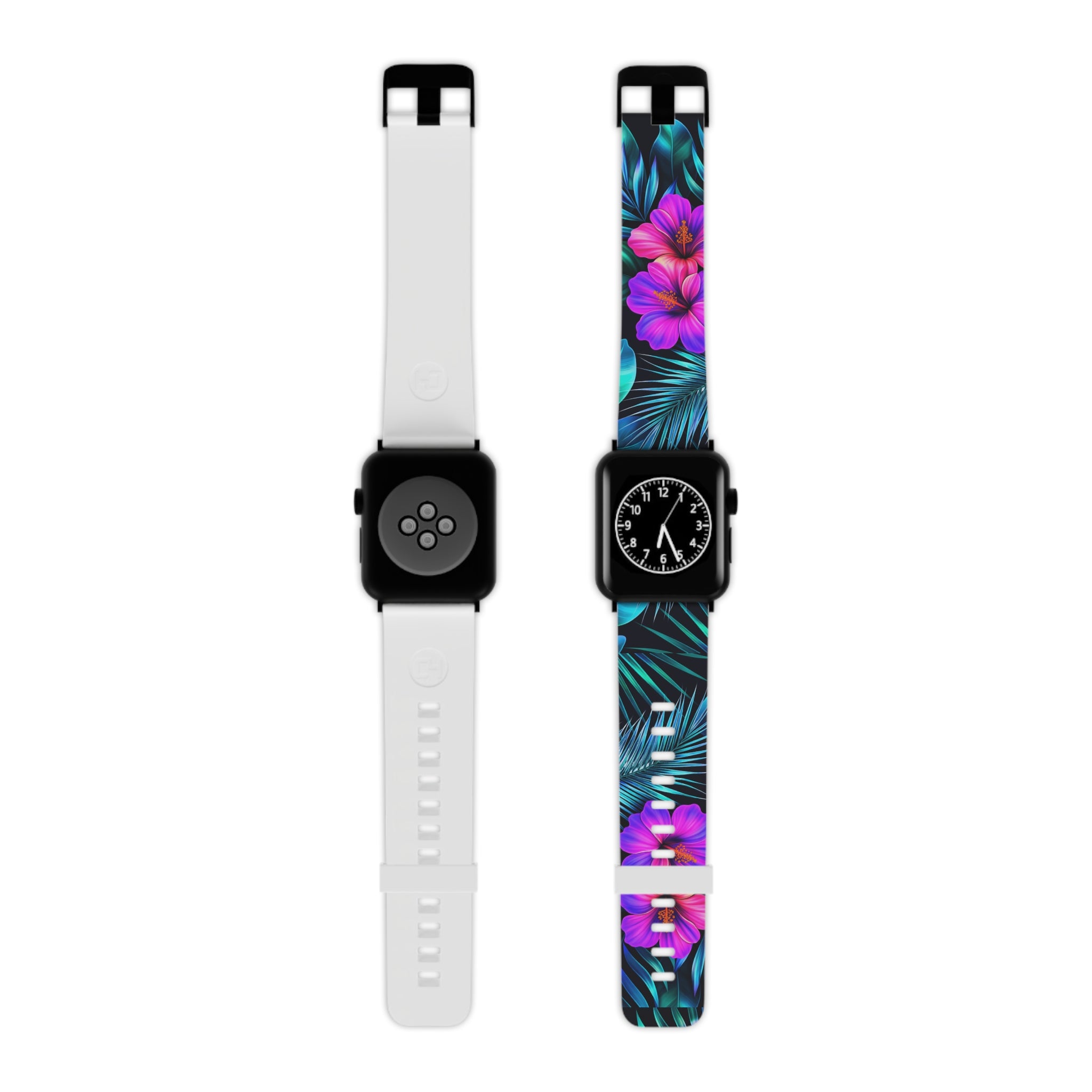 Vibrant Pink & Teal Hibiscus Pattern Watch Band for Apple Watch