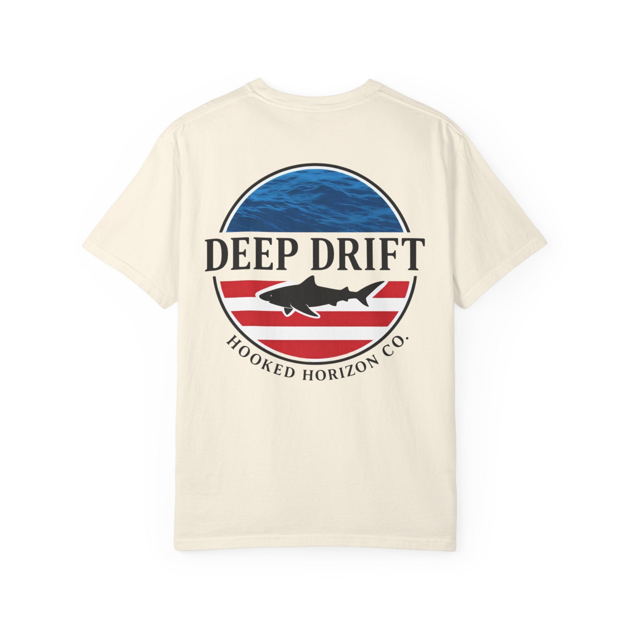 USA Deep Drift Fishing T-Shirt - RED, WHITE & BLUE Fishing Tee for Angler Lovers, Shark Lovers, Ocean Tee