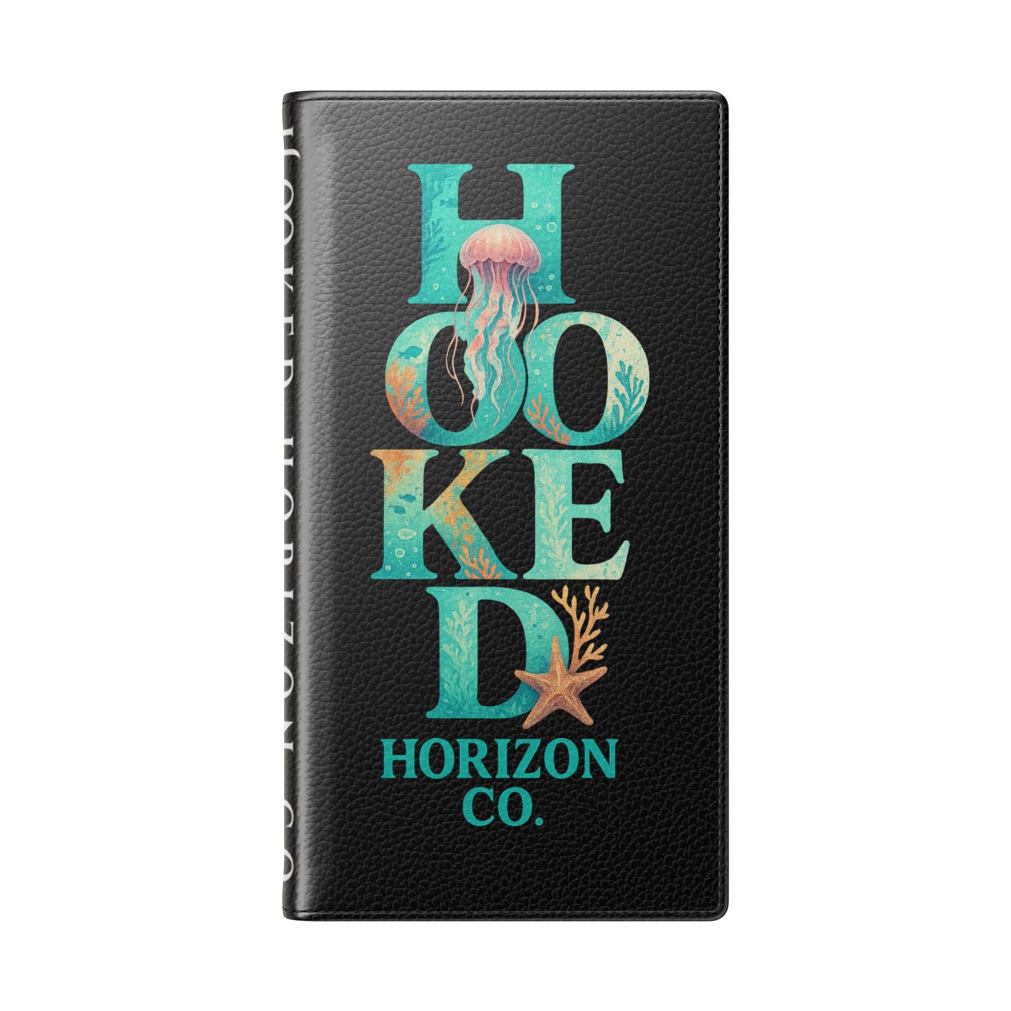 Turtle Hooked Horizon Co Flip Phone Case — Turquoise Water Pattern Wallet Cover