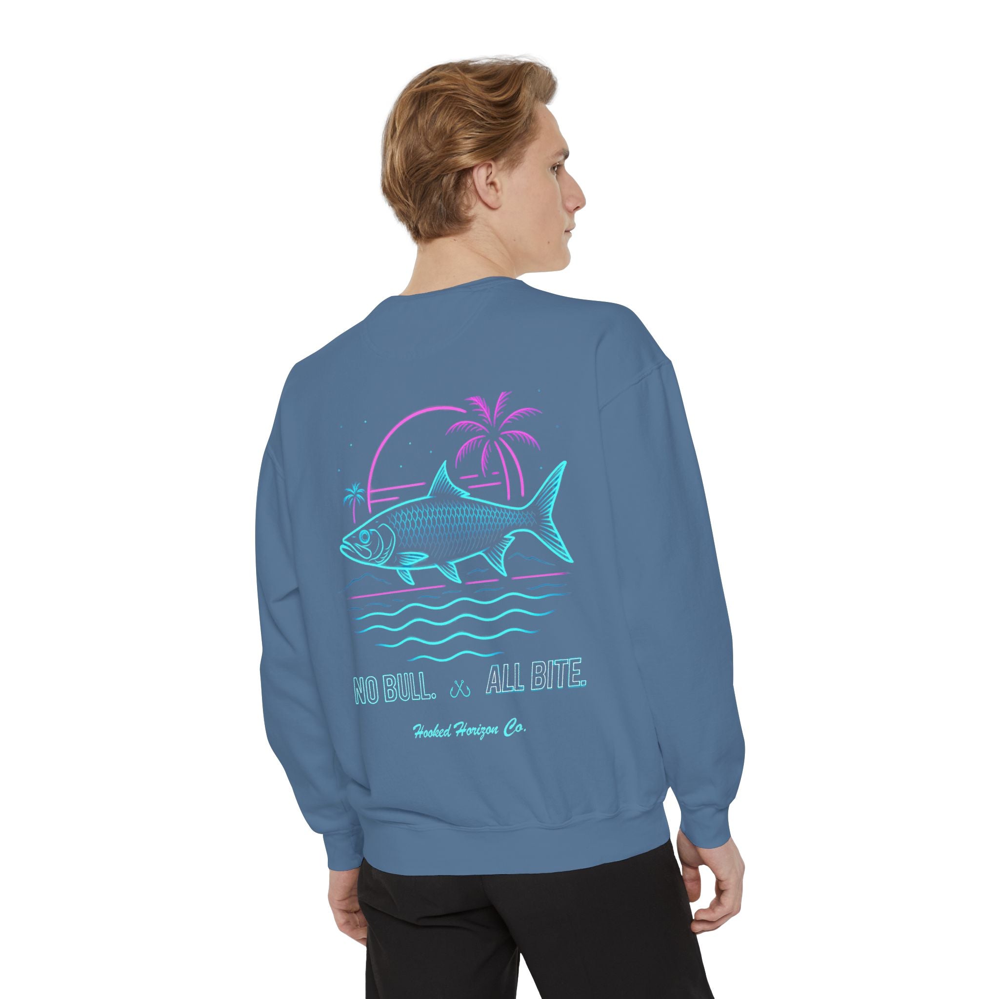 Vintage vibes Neon Tarpon Sweatshirt– Hooked Horizon Co. Ocean apparel, Gifts for Him & Her, Ocean Conservation, Soft Unisex Garment-Dyed Sweatshirt