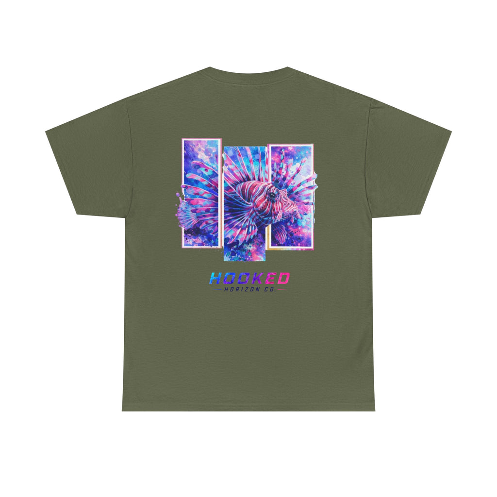 Lion Fish Hooked Horizon Co Tee—Ocean Graphic Tee — "Beloved" Ray Design