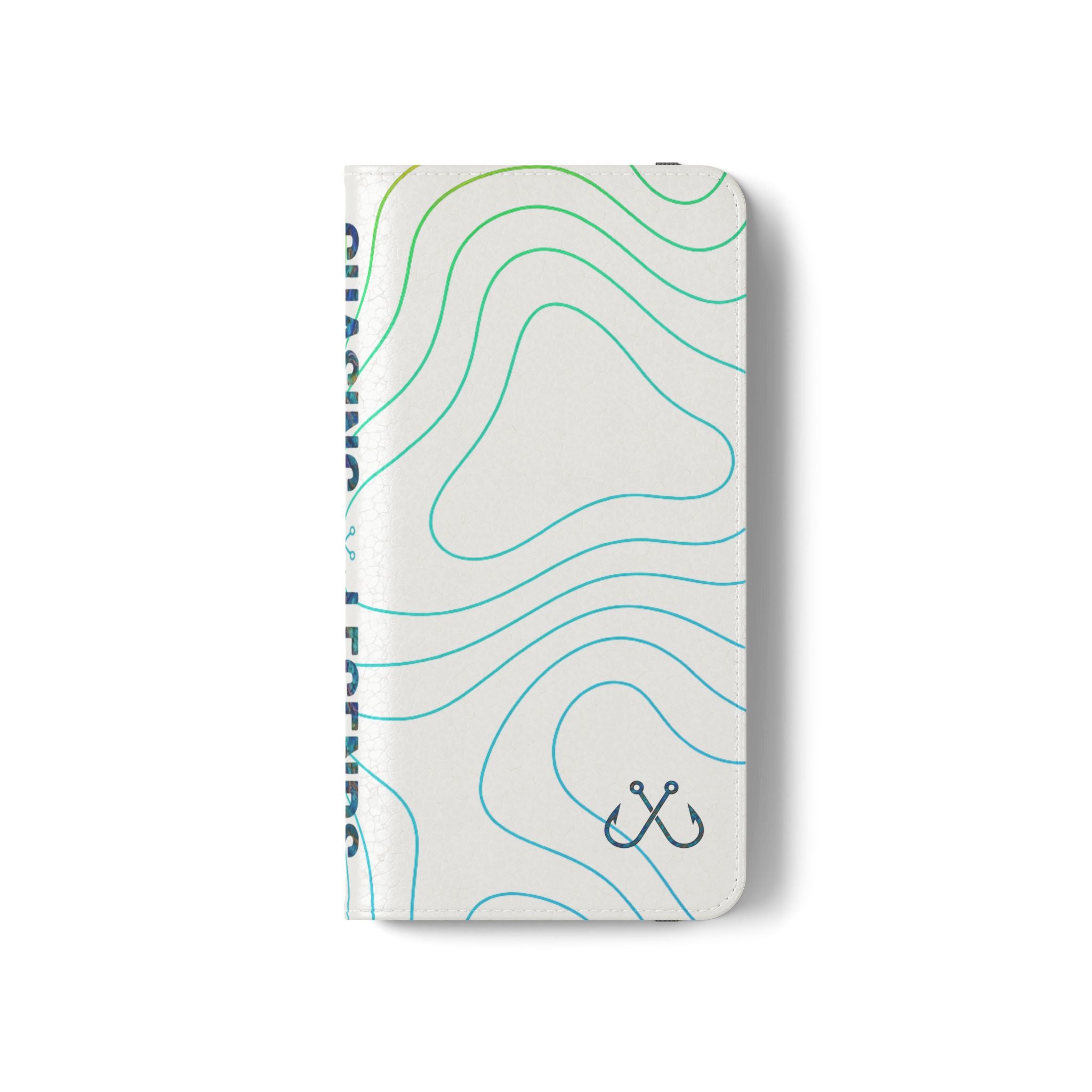 Ocean Topography Waves Flip Phone Case — Turquoise Water Pattern Wallet Cover
