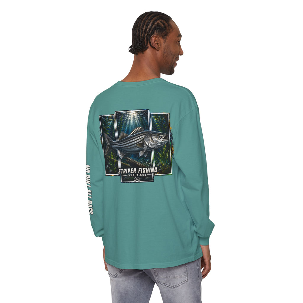 Saltwater Sea Striper Fishing Long Sleeve T-Shirt, Ocean Adventure Apparel, Boat Trip Shirt, Coastal Style, Gift for Fishermen