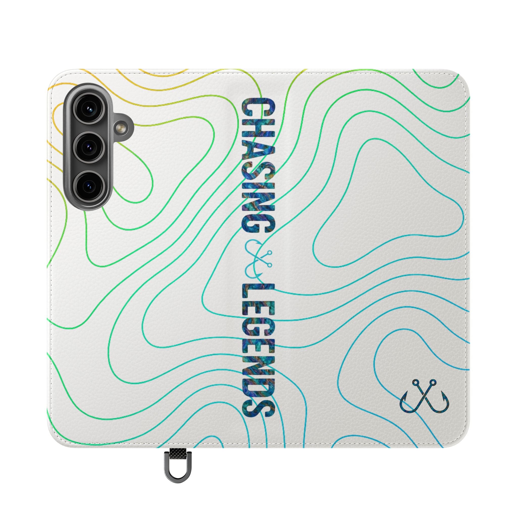 Ocean Topography Waves Flip Phone Case — Turquoise Water Pattern Wallet Cover