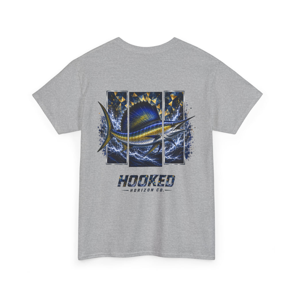 Sail Fish Hooked Horizon Co Tee—Ocean Graphic Tee — "Beloved" Ray Design