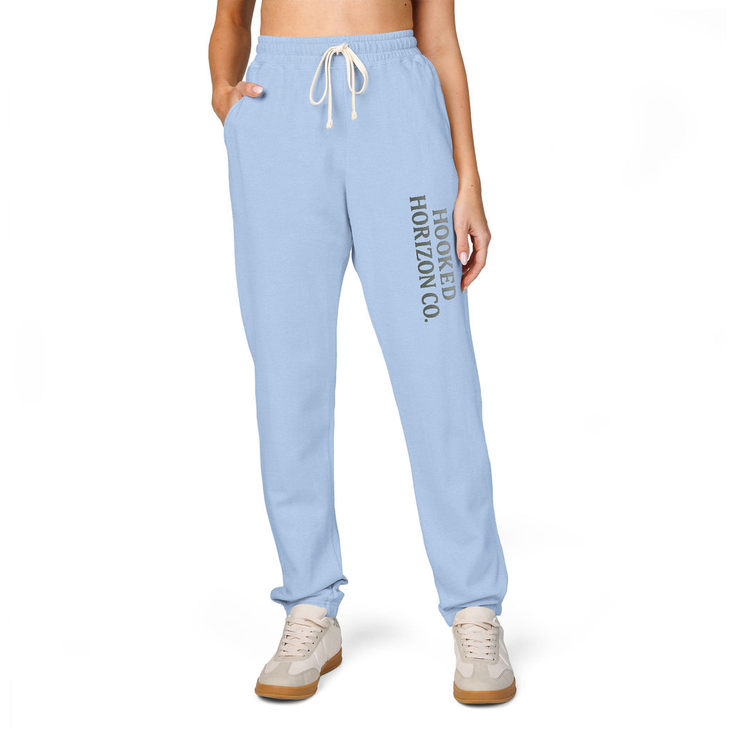 Hooked Horizon Co. Deep Drift Embroidered Fleece Sweatpants | Cozy Loungewear, Gifts for Everyone, Comfortable Joggers, Relaxed Fit Sweatpants, God is Love, Unisex Fashion