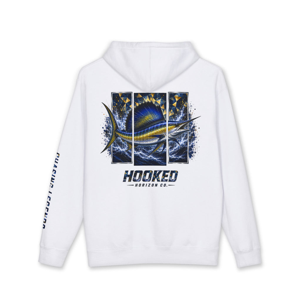 Sail Fish Hoodie Hooked Horizon Co. — Fishing Back Graphic Hoodie, Multiple Color Variations