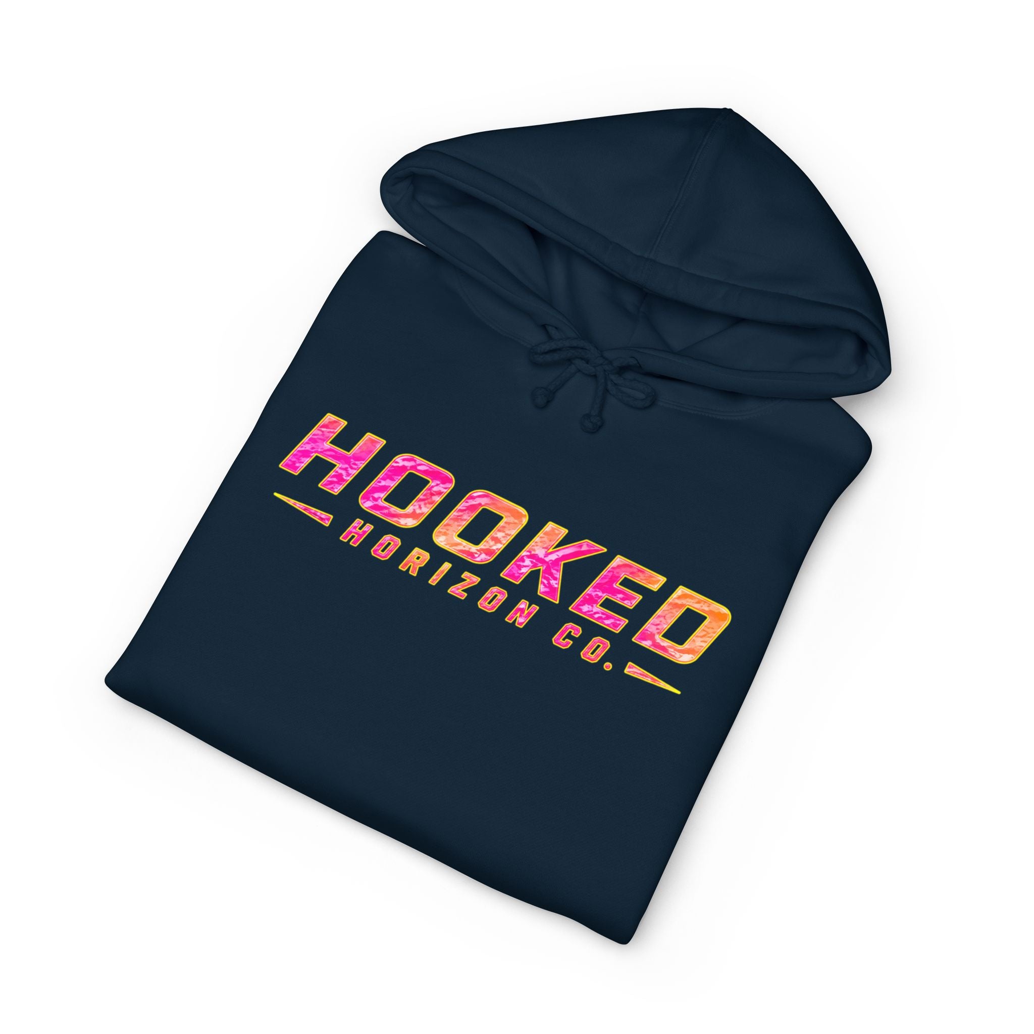 Hot Pink & Peach Hooked Horizon Co. — Fishing Back Graphic Hoodie, Multiple Color Variations