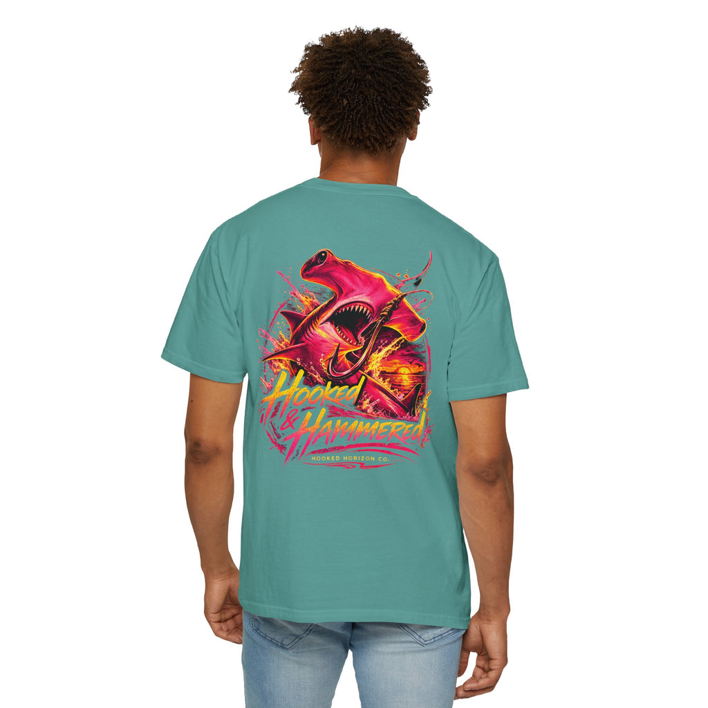 Hooked & Hammered Fishing T-shirt, Hooked Horizon Co, Angler Gifts, Shark Lovers