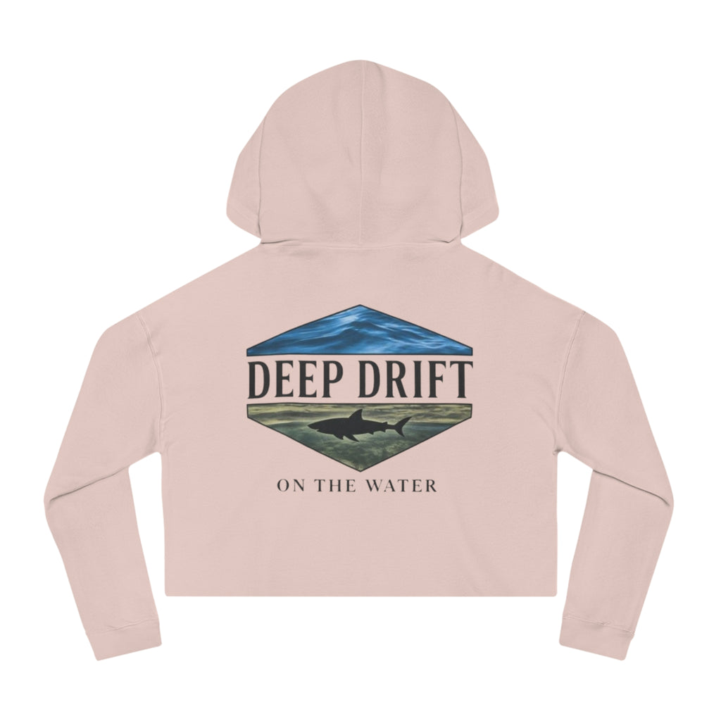 Shark Cropped Hoodie — "Deep Drift on the Water" Fishing Graphic