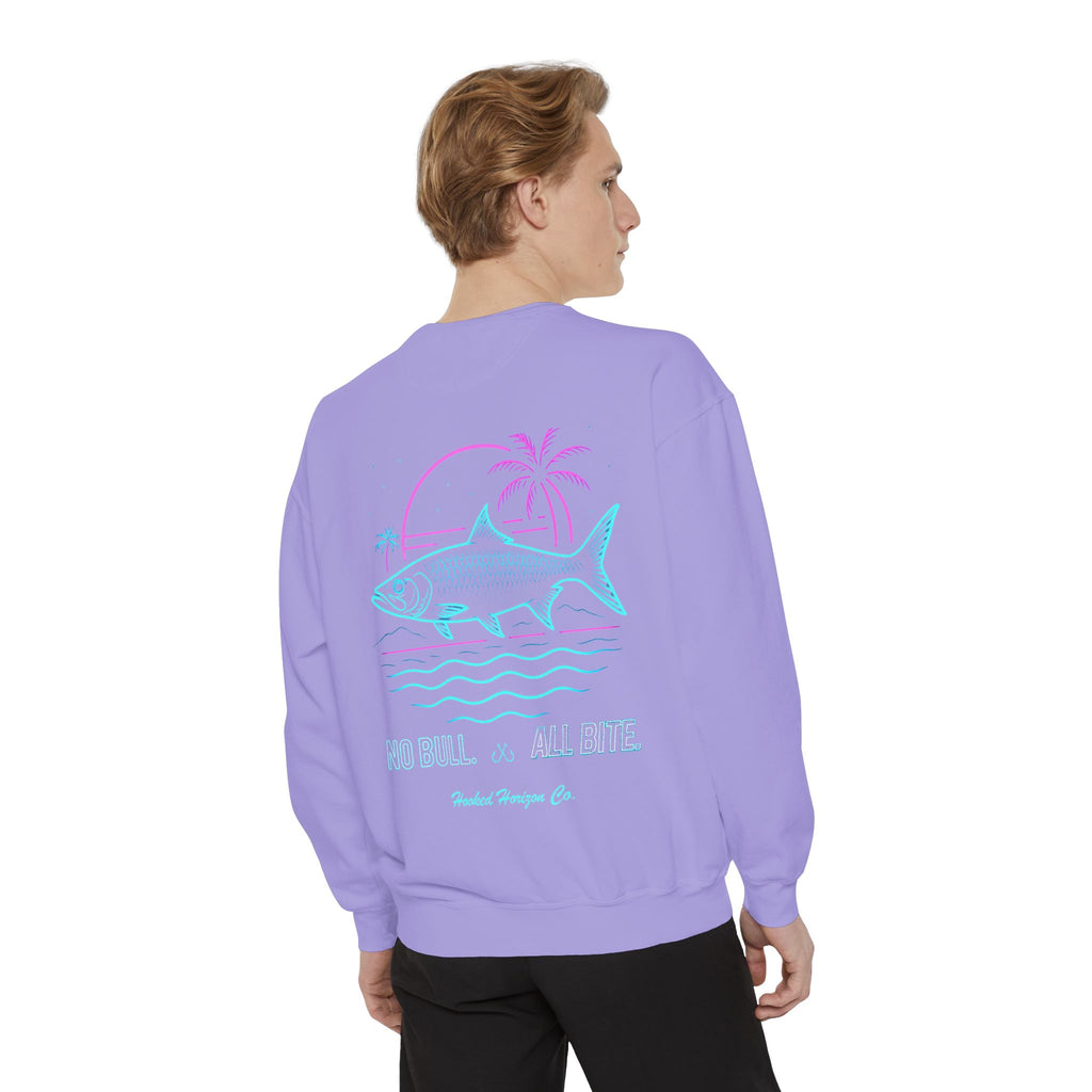 Vintage vibes Neon Tarpon Sweatshirt– Hooked Horizon Co. Ocean apparel, Gifts for Him & Her, Ocean Conservation, Soft Unisex Garment-Dyed Sweatshirt