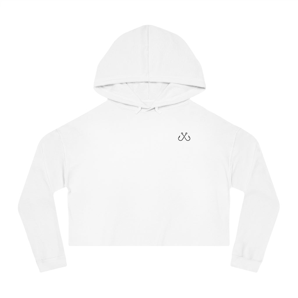 Green Hammer Head Shark Cropped Hoodie — "Deep Drift on the Water" Fishing Graphic