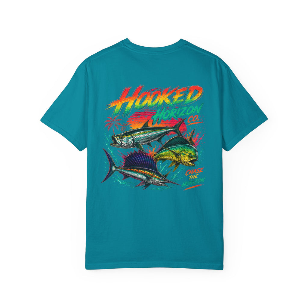 Retro 80s Tripple Fish Fishing Tee — Hooked Horizon Co.  Angler Gifts Ocean Lover Gifts